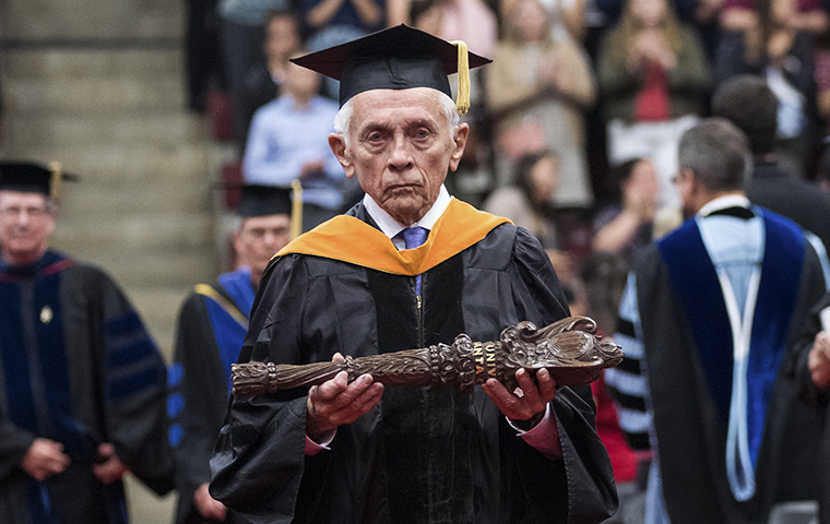 Tim Healy serves as Bearer of the Mace at Inauguration of Kevin O'Brien