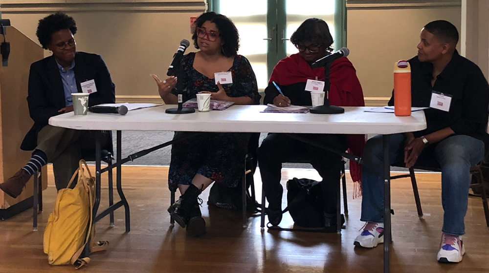 L-R: Brittney Michelle Edmonds, Dr. Danielle Fuentes Morgan, Bambi Haggins, and J Finley at the CHSA Conference.