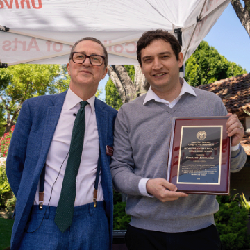 Dean Daniel Press and Bacha Lomsadze recipient of the 2023 Professor Joseph Bayma, S.J., Scholarship Award