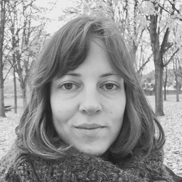 Winter forest background with a person wearing a scarf.