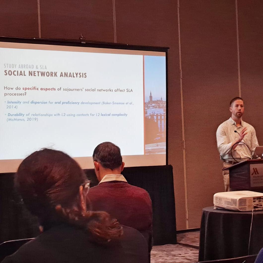 Tripp Strawbridge presents at the annual conference of the American Association of Applied Linguistics (AAAL)