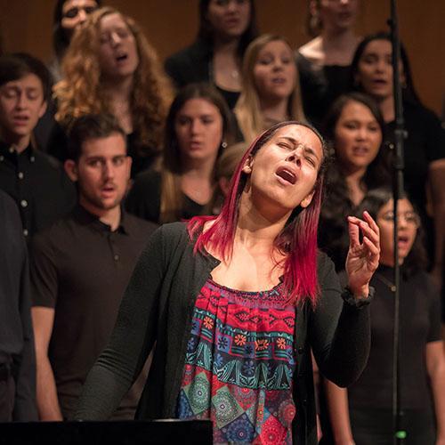 Rhiannon Giddens singing with students 