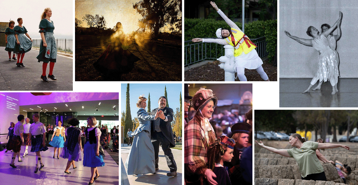 A collage of 8 images of Ruth Mikusko dancing