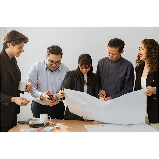 Group conversing at work