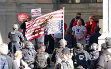 Group of protesters opposing the outcome of the 2020 election.