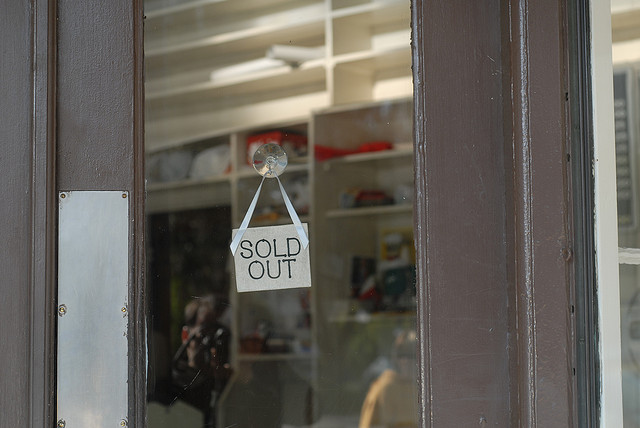 Sold Out sign on a door