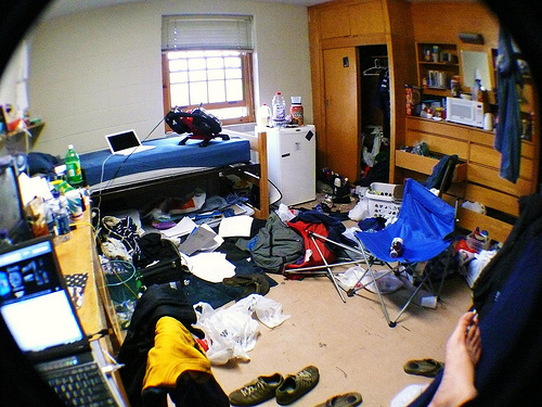 Messy dorm room