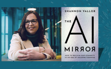 Professor Shannon Vallor with her book, 