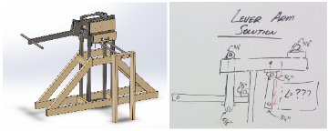Lever Arm Prototype Design Iteration. Note the change from through holes on the lever arm to outer weldments to handle the rotating bolts between the compound lever connections. Courtesy of R. Guerrero, M. Copic, K. Ellis, L. I. Marcia.