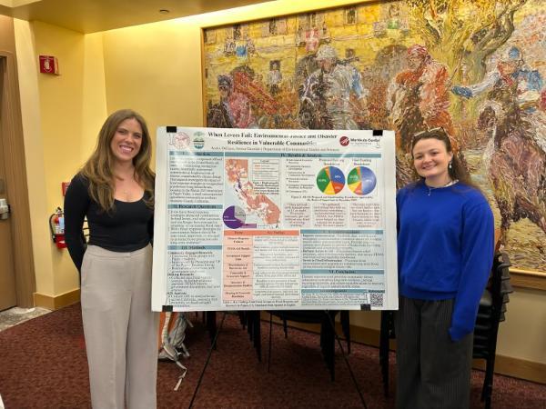 Arden DiCicco ’25, Jessica Garofalo ’25 Presenting their project at the SCU Sustainability and Environmental Justice Student Research Symposium on March 11, 2025.