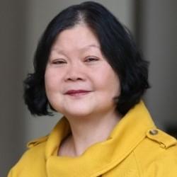 A person wearing a yellow jacket.