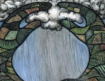 Stained glass art showing a bird and landscape scenery. image link to story