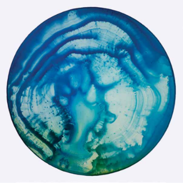 A blue and green abstract circular pattern.