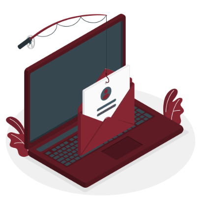 Graphic of laptop and phishing email.