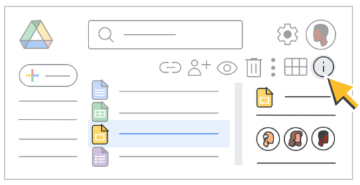 Google Docs interface with 'details' section highlighted by a cursor.