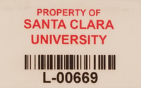 White Santa Clara University Property tag - number L-00669