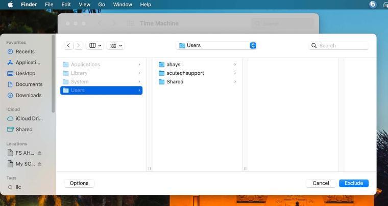 An image of the macOS folder selection screen showing