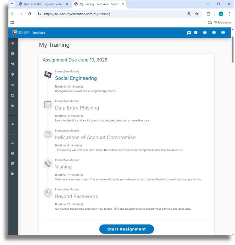 Screenshot showing the training platform for cybersecurity.