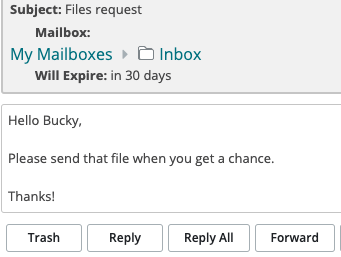 Example message for a file request