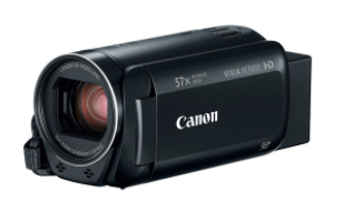 DSLR camera above a digital video camera, both black in color.