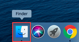 MacOS Dock with app icons including Finder highlighted.