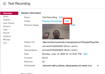 edit the folder for a video