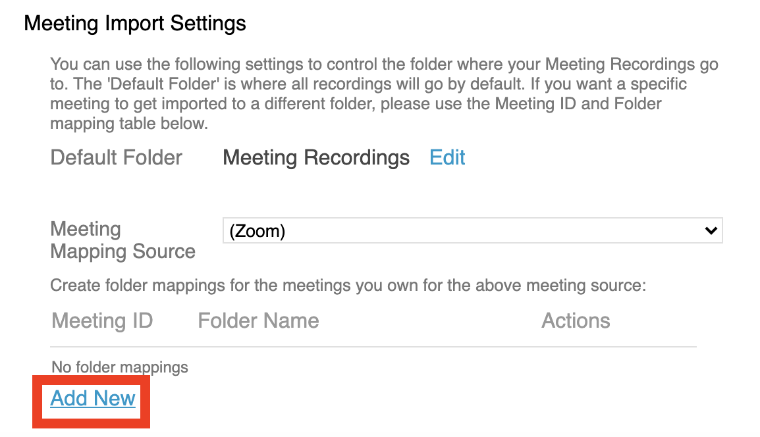 Navigate to meeting import settings and select