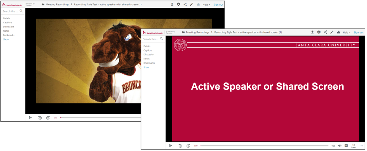 Two computer screens: left with a 3D character, right with