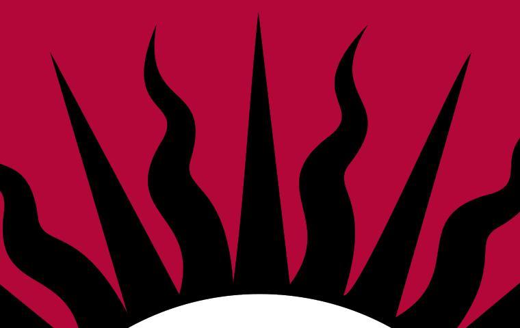 top only of Jesuit seal, red background. 