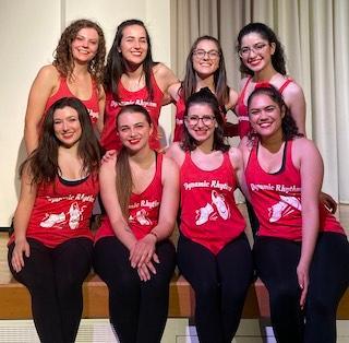 Members of Dynamic Rhythm, SCU's tap dance club.