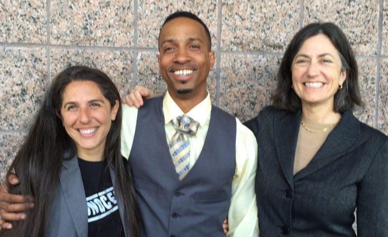 Photo of NCIP exoneree Obie Anthony III and NCIP attorneys.