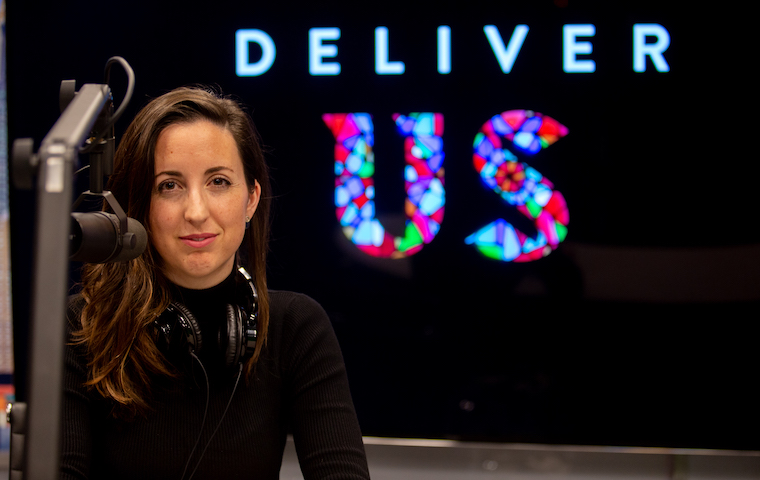 Maggi VanDorn '08 in the Deliver Us podcast studio
