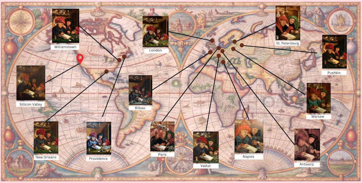 A world map displaying the known locations of several variants of 