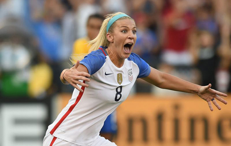 Soccer player Julie Ertz celebrating