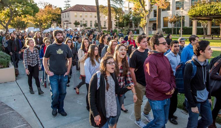 SCU community members joining an expressive activity on campus 