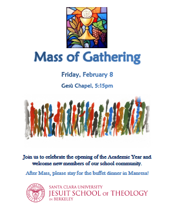 flyer with info on Mass of Gathering