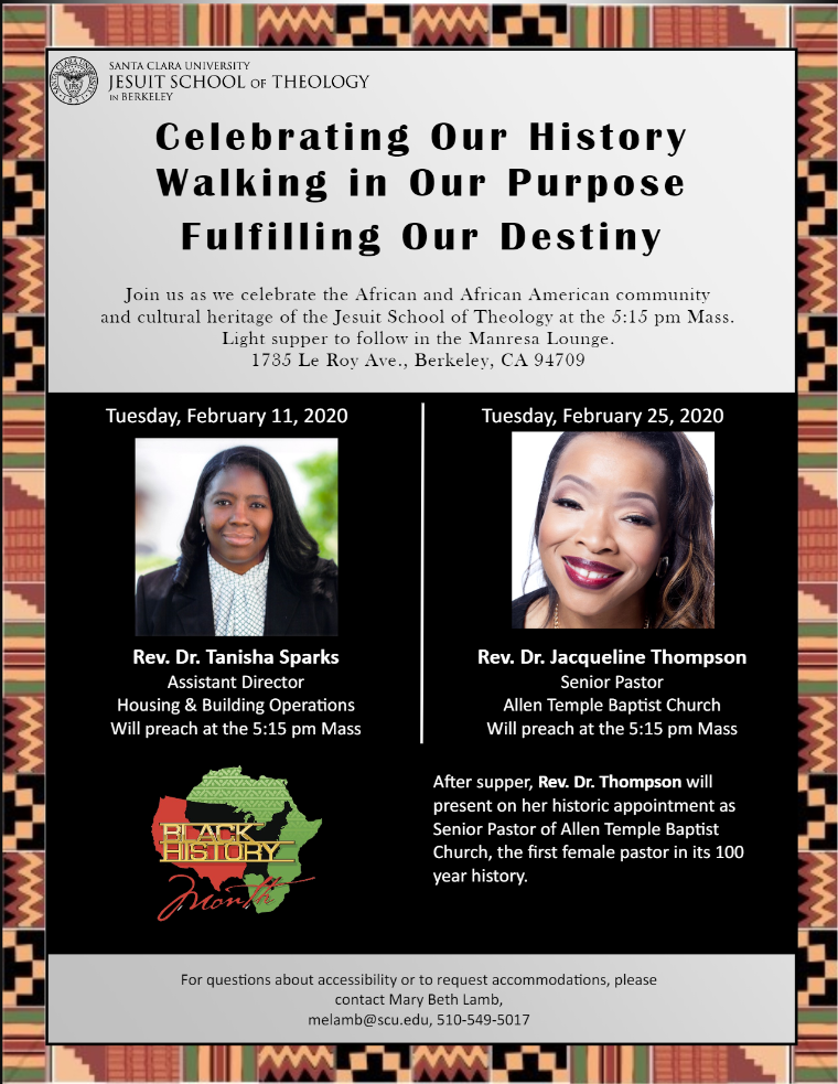 Alt text: Black History Month poster featuring presentation by Dr. Jacqueline Thompson and Linda Washington.