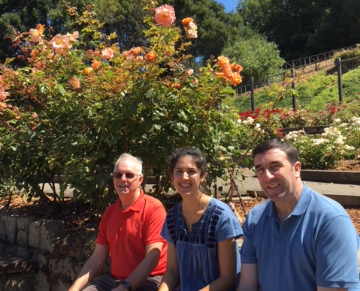 Gregory Miller, Catherine Holcombe and John Garvey at Berkeley Rose Garden