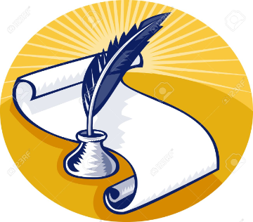 plume, ink and scroll