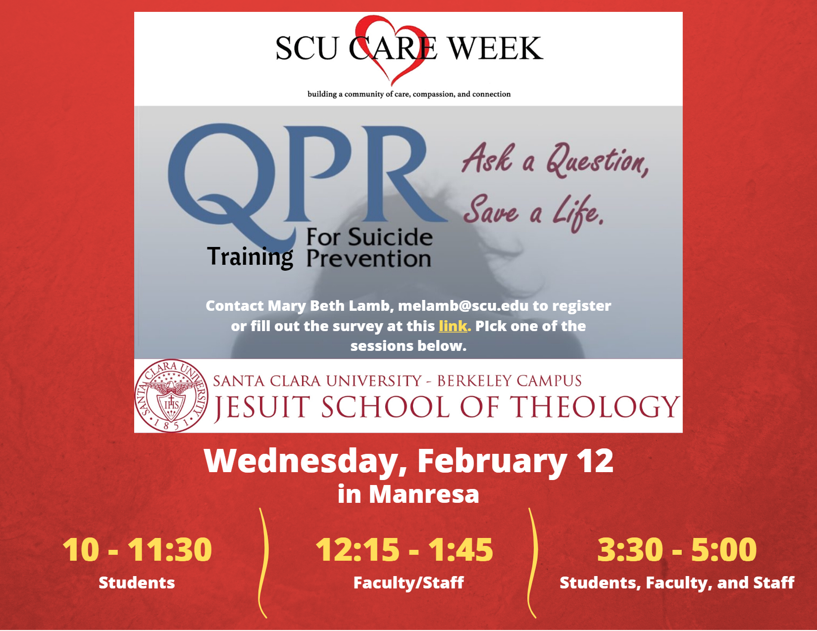 flyer for Suicide Prevention Workshops