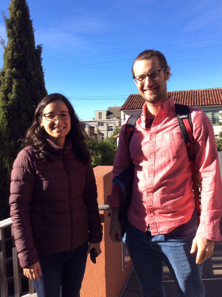 photo of Silvana Arevalo and Bobby Karle at JST entrance