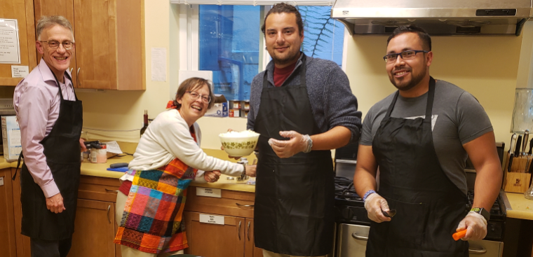 student life team preparing soup