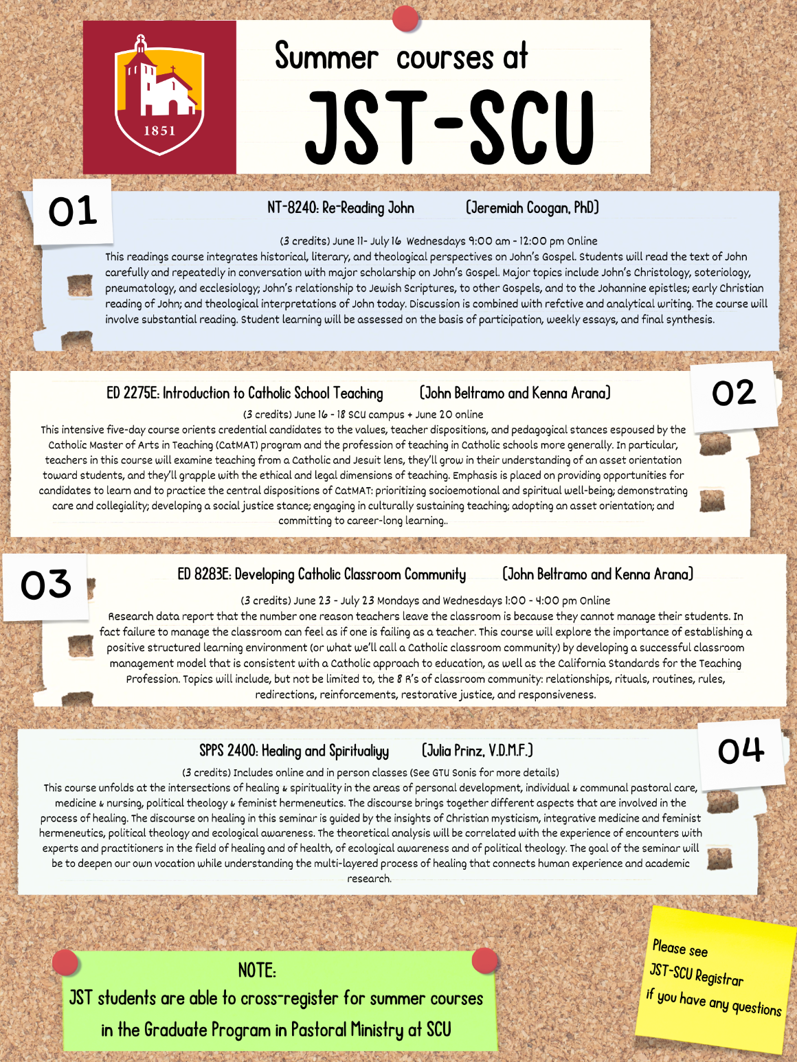 A list of summer courses for 2025