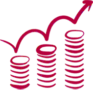 doodle of upward graph over some coins