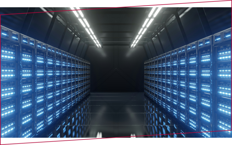 Dark Server Room Network with blue lights