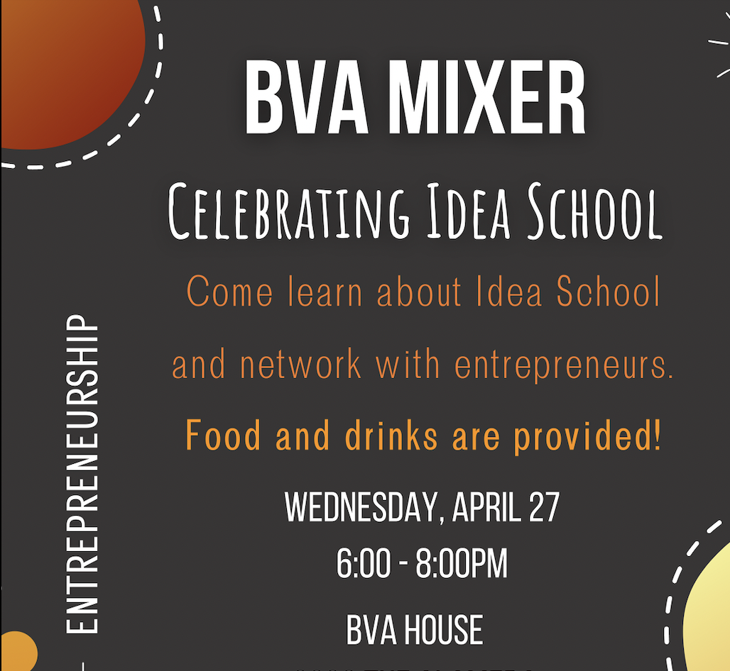 BVA Mixer: Celebrating 120th school. Come meet your new school! Join the fun with some school friends! Food and drinks are provided! Wednesday, March 27. Time: 6 PM to 11 PM. BVA Mixer. Instagram: @bvaxpo.