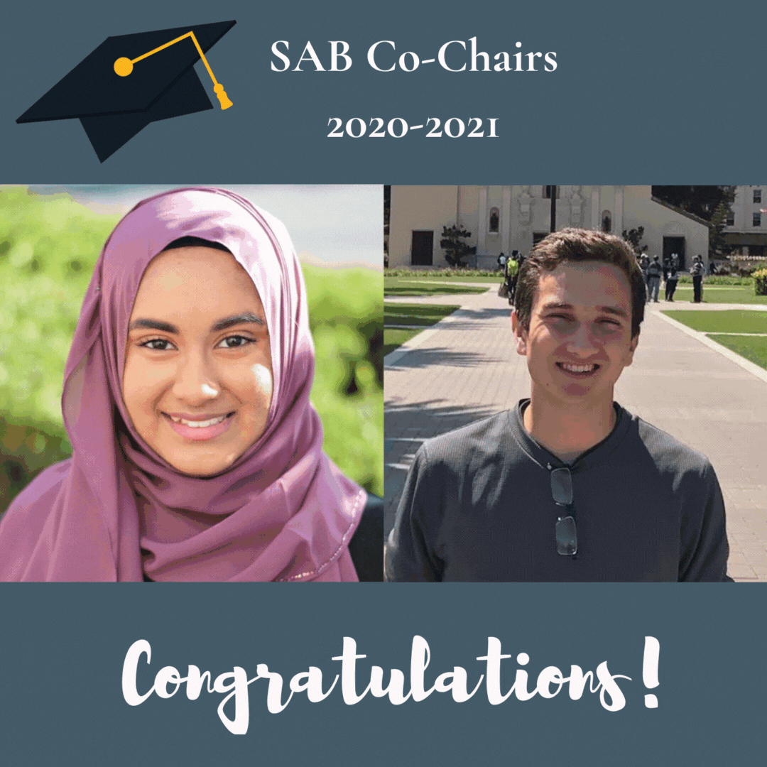 Two graduates with text "Congrats SAB 2021" and "Congratulations!".