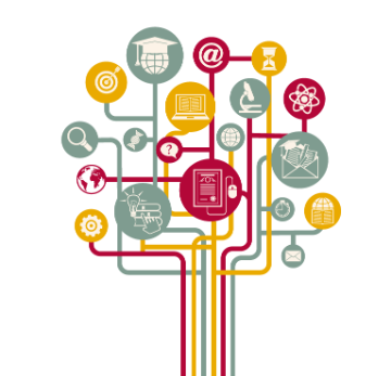 Alt text: Illustration of a tree with interconnected icons representing various concepts and ideas.