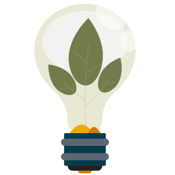 Alt text: Lightbulb with green leaves inside it. - image of a lightbulb Link to file