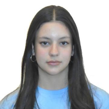 Woman in blue shirt smiling